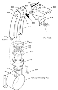 Discharge Chute Diagram and Parts List for 627815X85A 2004 Briggs and Stratton Snow Blower
